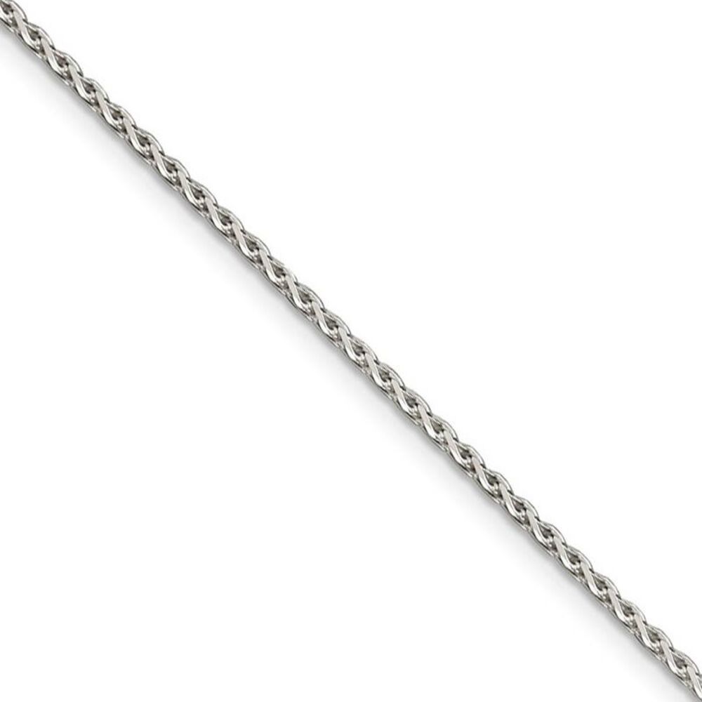 1.5mm Rhodium Plated Sterling Silver D/C Spiga Chain Necklace, 20 Inch